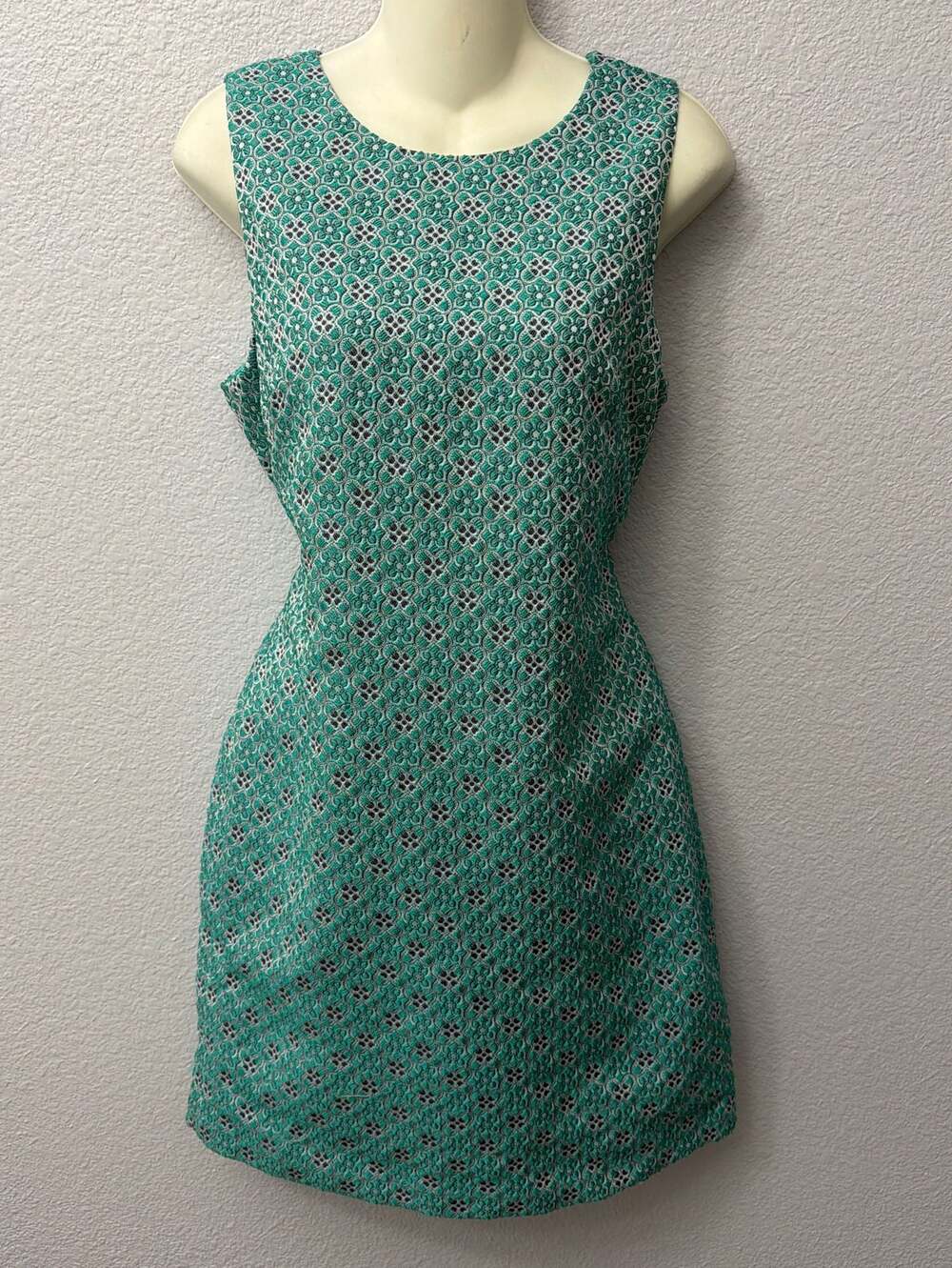 Banana Republic Green Geometric Floral Sleeveless Sheath Dress Size 6